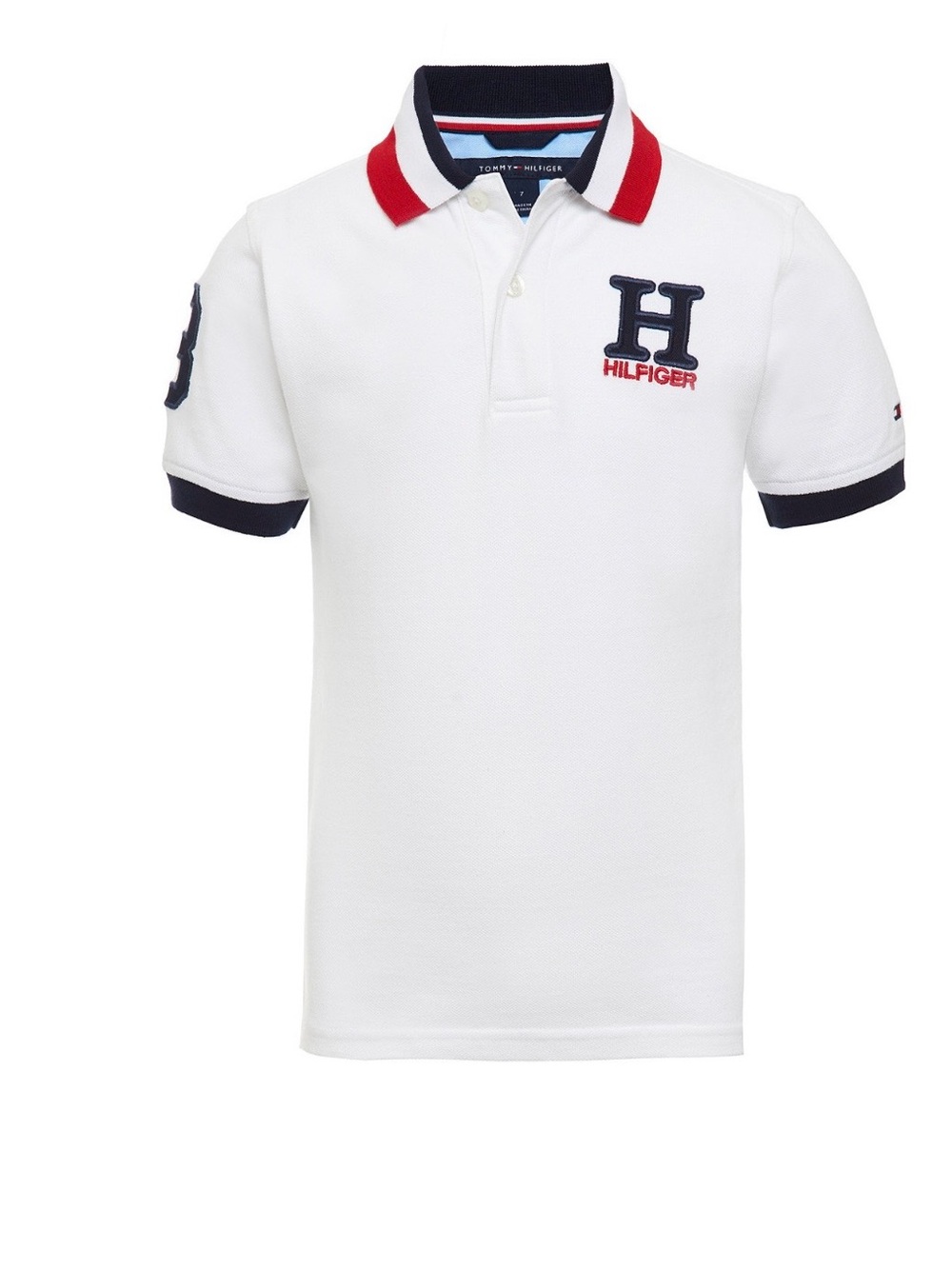 TOMMY HILFIGER Toddler Striped Collar Embroidered Matt Polo Short Sleeve Size 3T